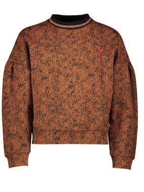 Nono Girls Caramel Leopard Print Sweatshirt Red Heart Embroidery Size 3-4